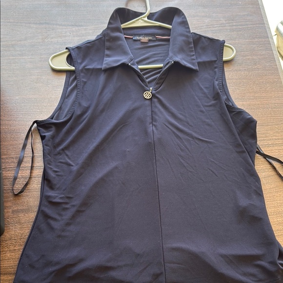 Tommy Hilfiger Black Sleeveless Button Down Blouse - Picture 3 of 4